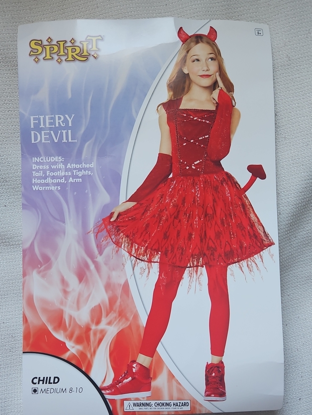 Spirit Fiery Devil Girls Costume - Red Medium 8-10